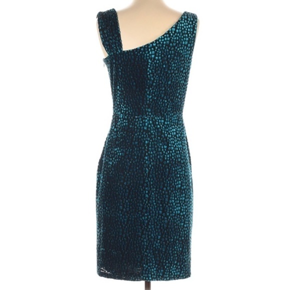 David Meister Metallic blue crushed Velvet Cocktail Dress fitted women’s  Small - Picture 2 of 9